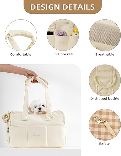 Miniatura 5 de ONECUTE Transportador para perros pequeños, conejos, gatos con bolsillos grandes, bolsa de algodón, transportador para perros de lado suave,