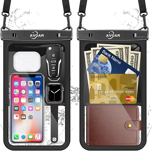 Miniatura 1 de Paquete de 2 bolsas impermeables para teléfono, hasta 10 pulgadas funda impermeable IPX8 para teléfono celular, bolsa seca compatible con iPhone 15