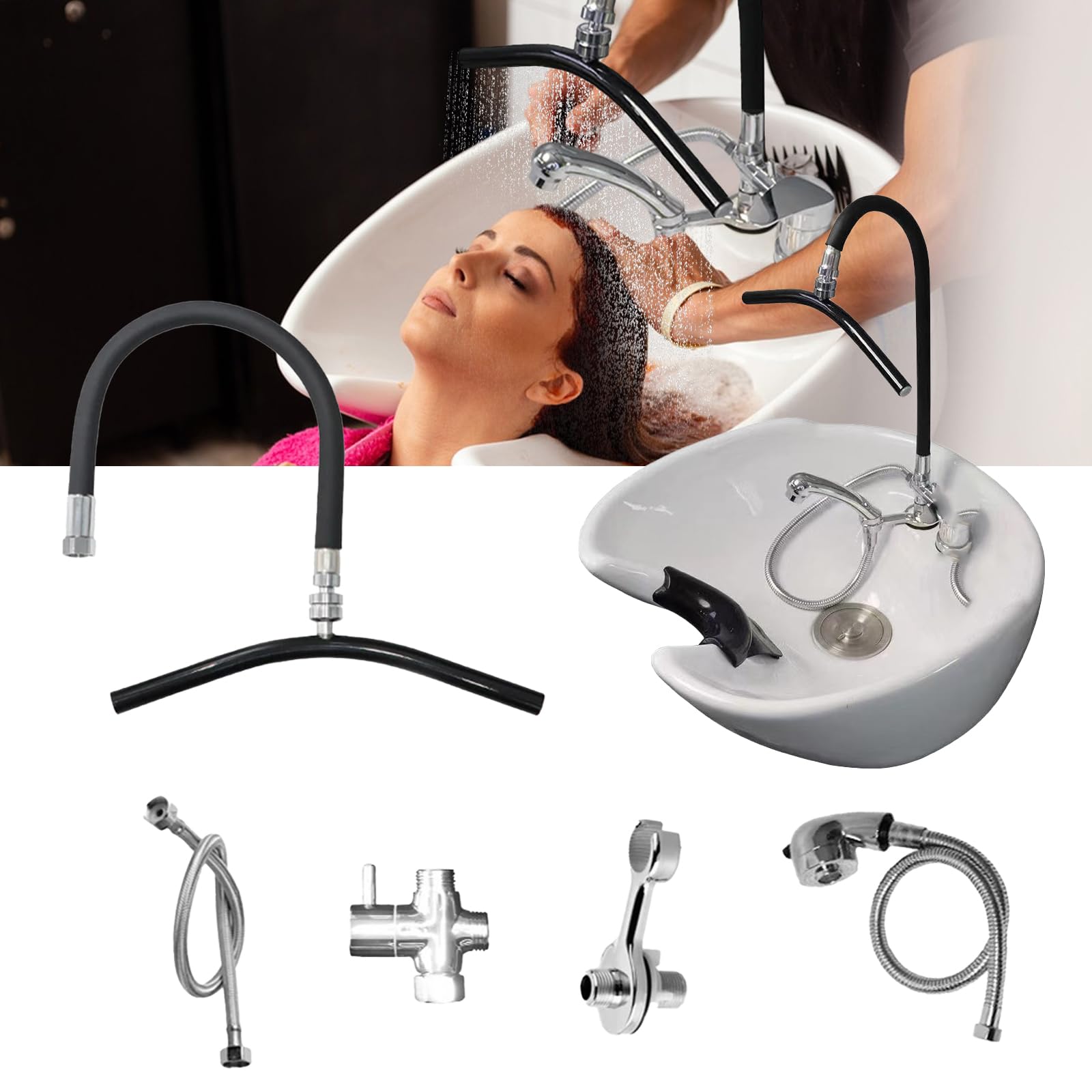 Therapeutic Spa Shower System For Hair Washing Round Interface Head Massage Thesis Spa Waterfall Shower Shampoo Accessory For Beauty Salon And Home