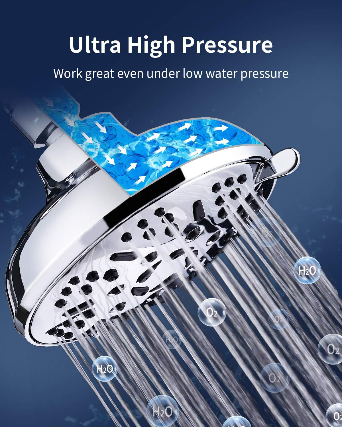 Shower Head with filter Ezelia Filter Fixed Shower Head with Filter, 6 Inch Rainfall Filter Shower Head for Dry Skin and Hair,Hands free, Copper Connectors, Easy to Install (E-FLS)