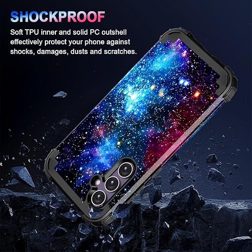 Miniatura 6 de Miqala Funda para Galaxy S23 FE 5G, diseño de mármol de tres capas, resistente a prueba de golpes, protección de cuerpo completo, parachoques de