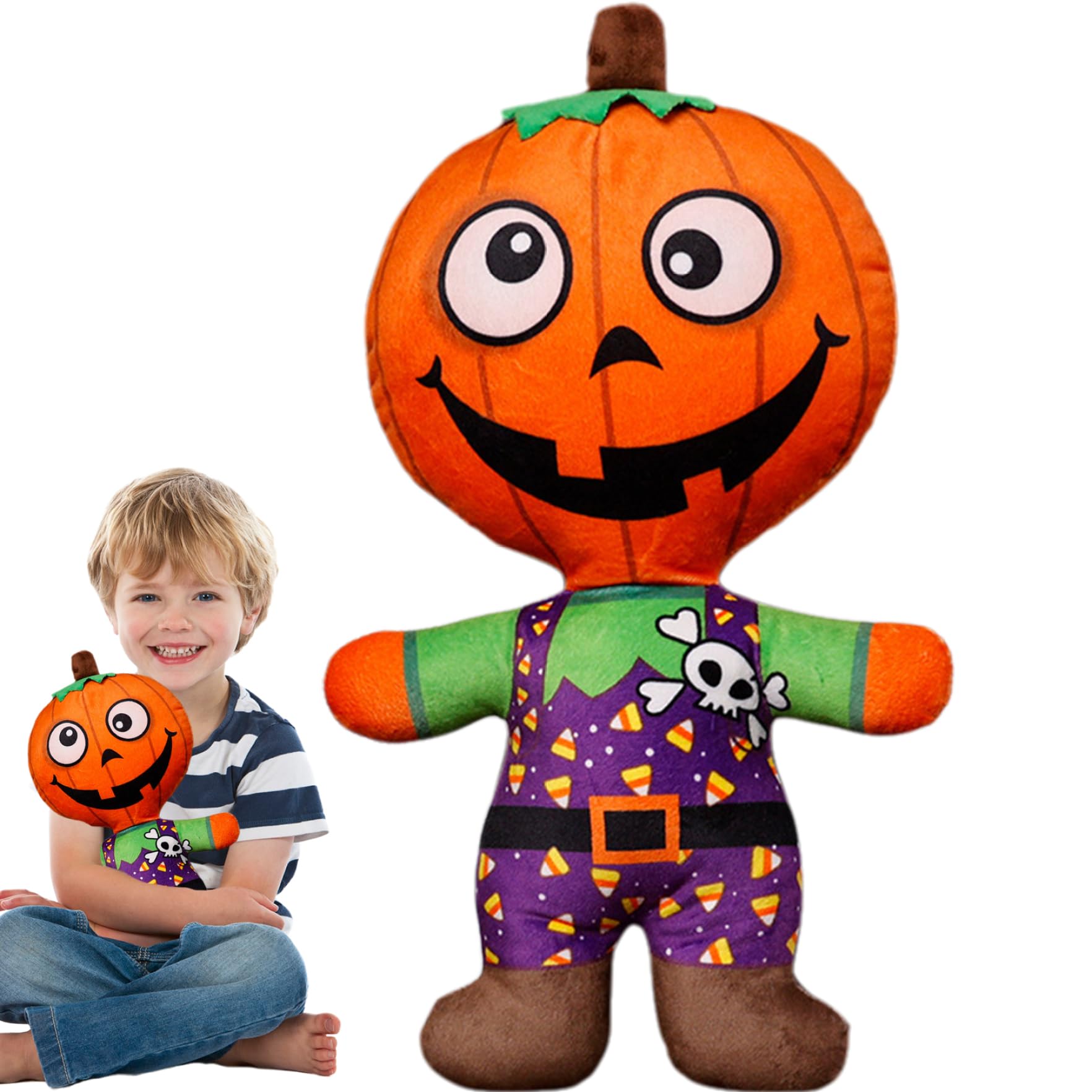 CNAFGBGG Halloween Plush, 12" Funny Pumpkin Plush Doll, Soft Comfortable Halloween Stuffed Animal, Plushies for Girl Boy Halloweeen Favor, Style 2..