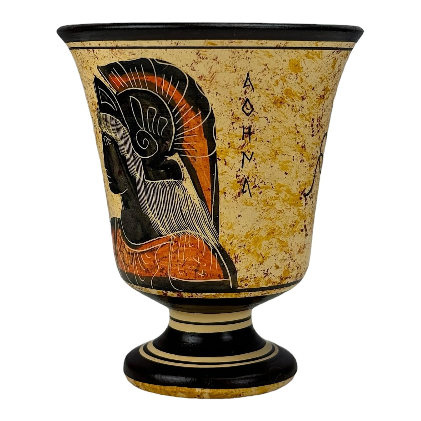 Pythagora’s Cup Greek Ceramic Pottery Cup of Justice Goddess Athena 4.33 inches