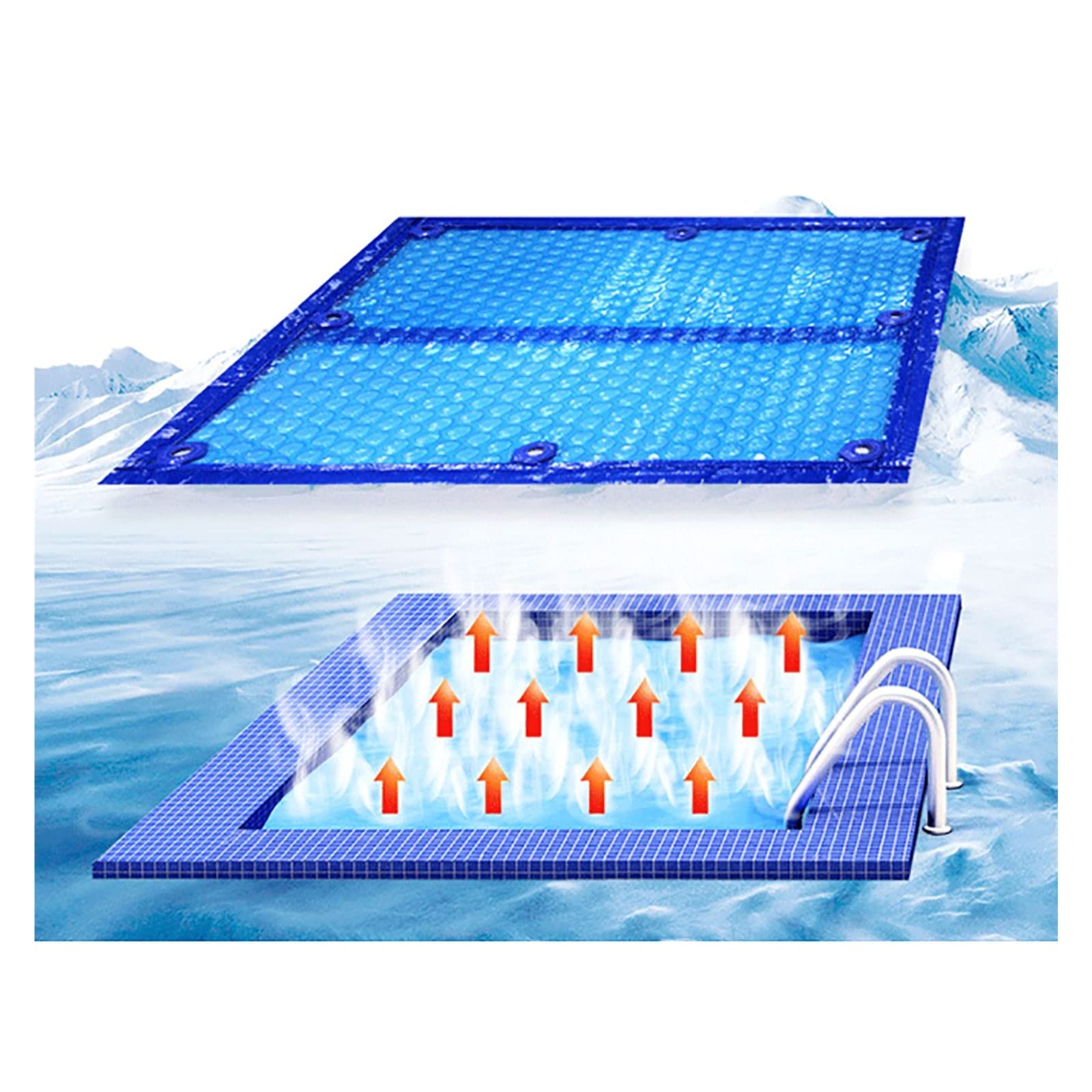 Heavy-Duty Pool Thermal Blanket - Thick Dustproof Cover for Indoor/Outdoor Swimming Pools, Rectangle Floating Solar Covers, Large