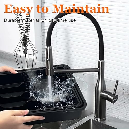 Miniatura 7 de Organizador de cubiertos Organizador de cajones de cocina expandible, organizador de cajones de utensilios, soporte ajustable de plástico para