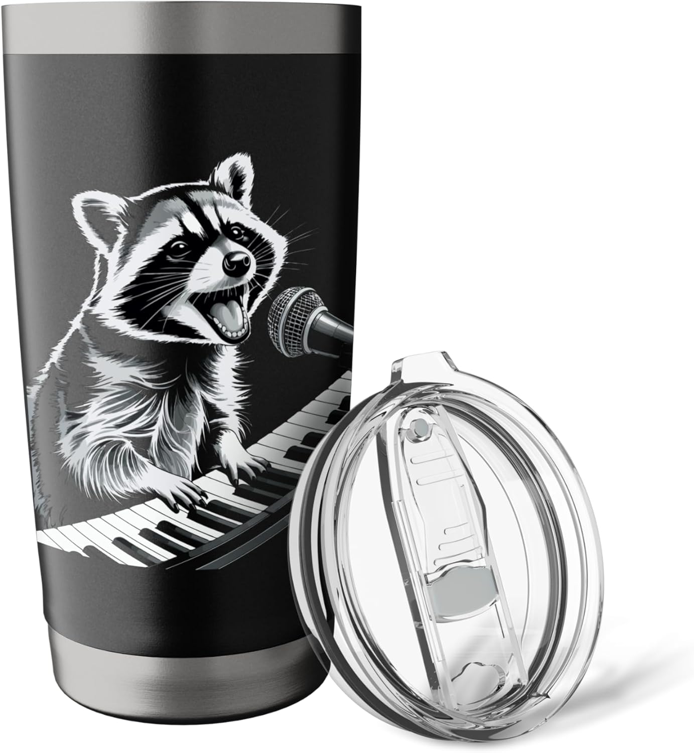 Piano Raccon Singer Singing Music Coon Vocalist Pianist Stainless Steel Insulated Tumbler - Image 5