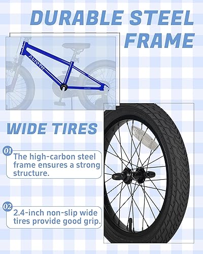 Miniatura 7 de BMX Style 12, 14, 16 pulgadas, ruedas de entrenamiento para niños, bicicleta de 20 pulgadas con soporte para niños y niñas de 2 a 14 años, posavasos