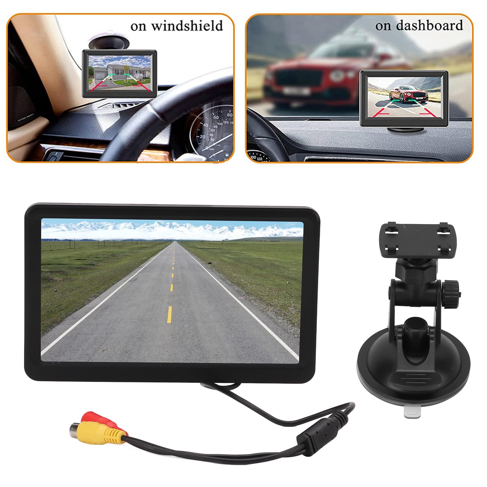 7-calowa kamera cofania z zestawem monitora, szerokokątny system parkowania cofania 170° z noktowizorem 4LED, kabel 6 m do samochodu kempingowego z przyczepą, autobusu, furgonetki (Round Hole Camera)