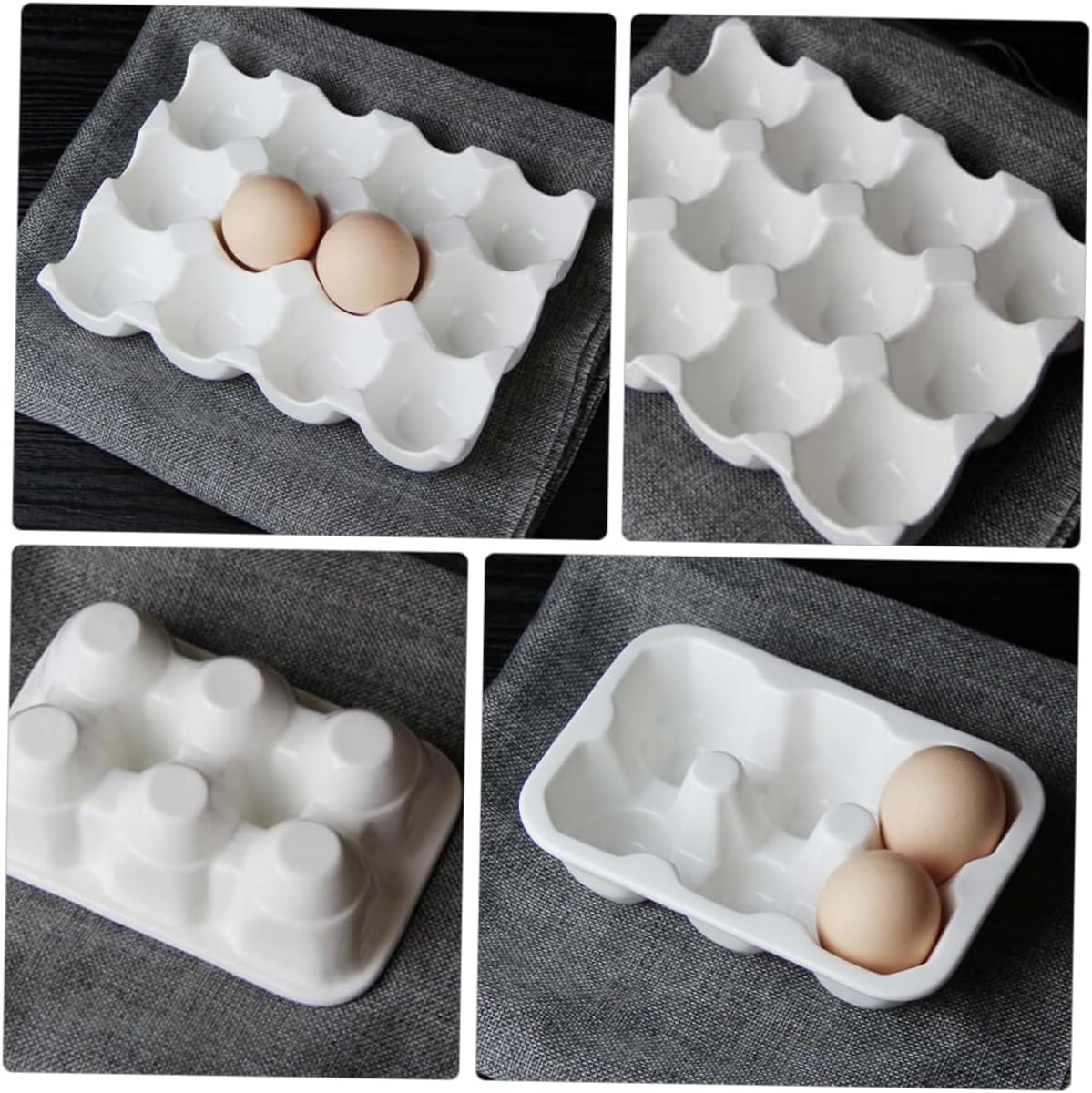 6Grids Ceramic Egg Tray High Temperature Porcelain Egg Storage Container for Refrigerator and Kitchen Organization Safe and Design