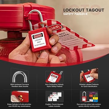 Lockout Tagout Locks 6-Pack|OSHA Green Loto Locks Keyed Different|2 Keys/Lock for Industrial Machinery & Electrical Panels|Chrome Steel & Laser Coding