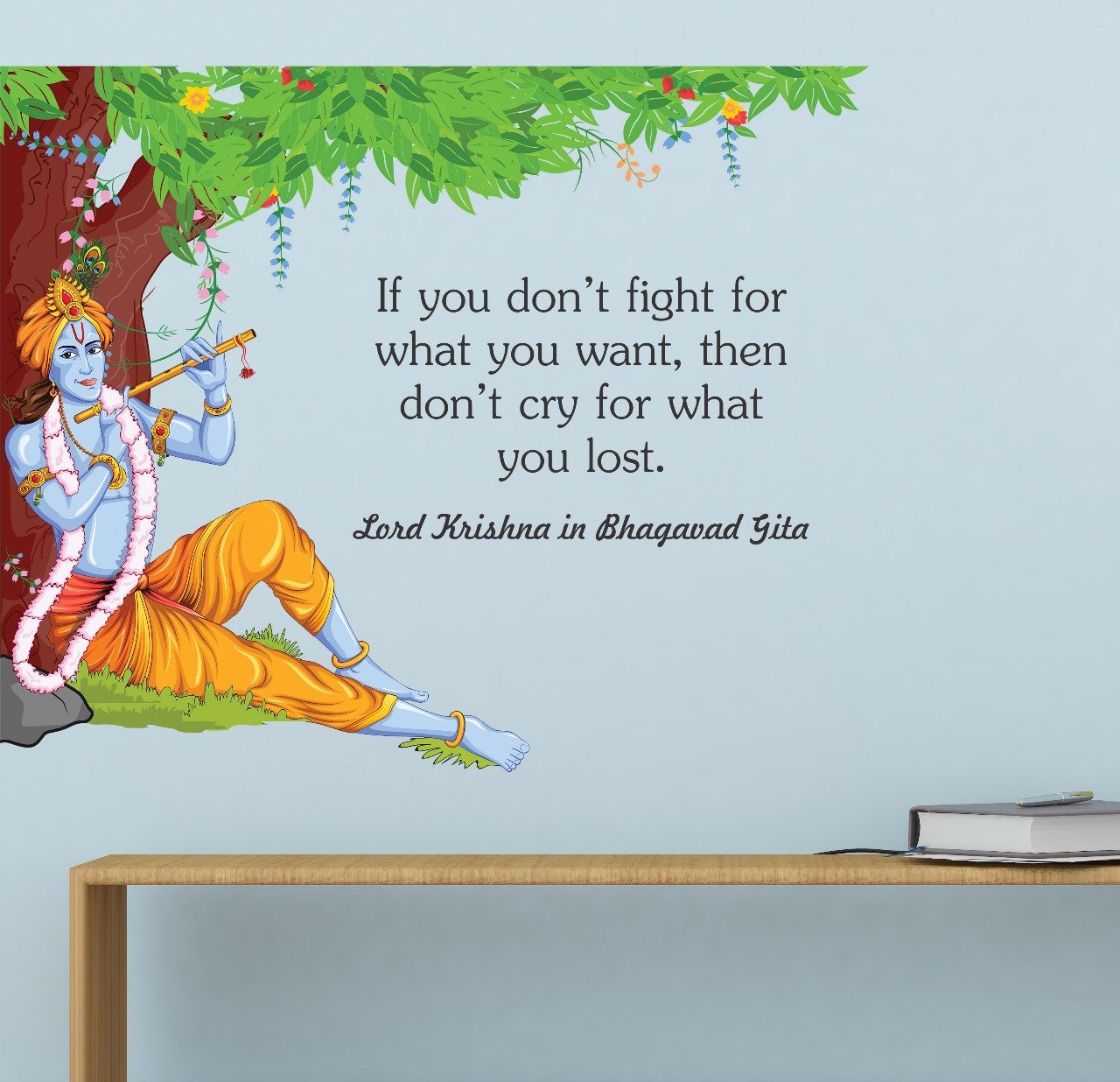 Krishna Bhagavad Gita Quotes Paper Plane Design Lord Krishna Flute Bhagavad Gita Quote' Wall  Decal.vinyl, 90 Cm X 120 Cm, Multi Colur : Amazon.in: Home Improvement