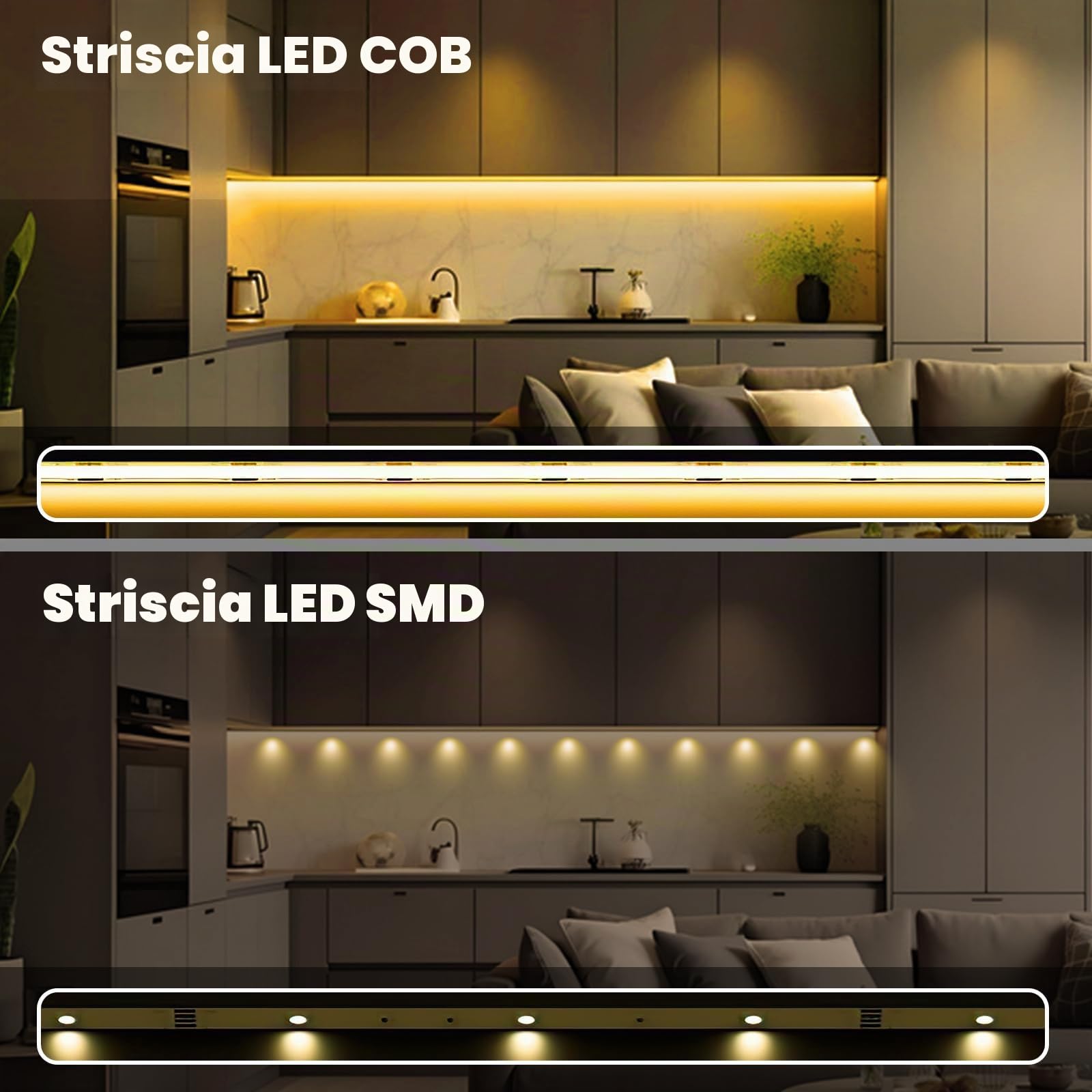 App Controllo Striscia LED COB 10 metri, Striscia LED Bianco Caldo con Smart App e Telecomando, Funzione Timer, Colore Dinamico, Modalità Musica per Parete TV Cucina Soggiorno, 2700K