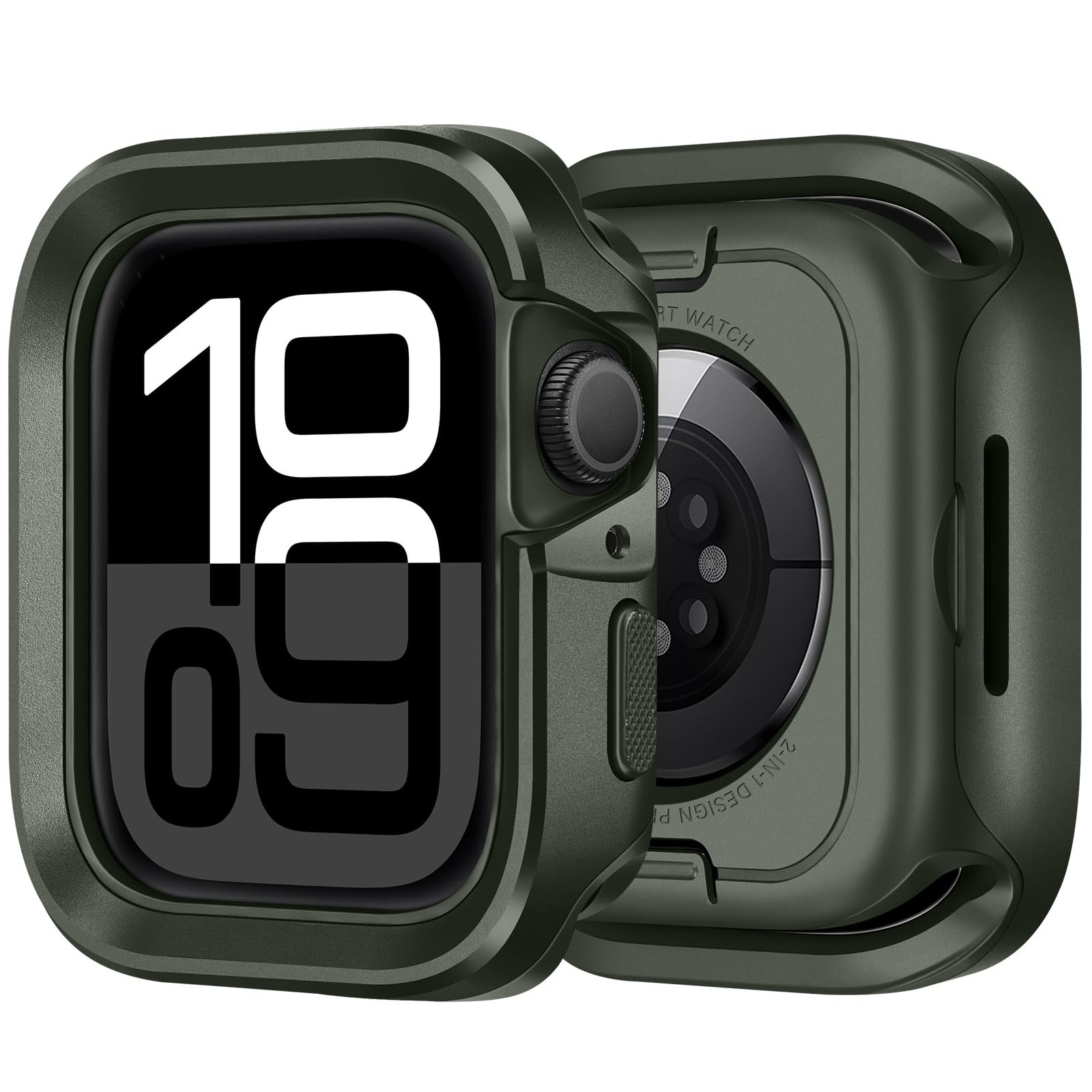 Bisikor 2 in 1 Metal Case Compatible with Apple Watch Series 10 46mm Case, Rugged Protective Bumper with Shockproof Silicone Cover for iWatch 46mm (