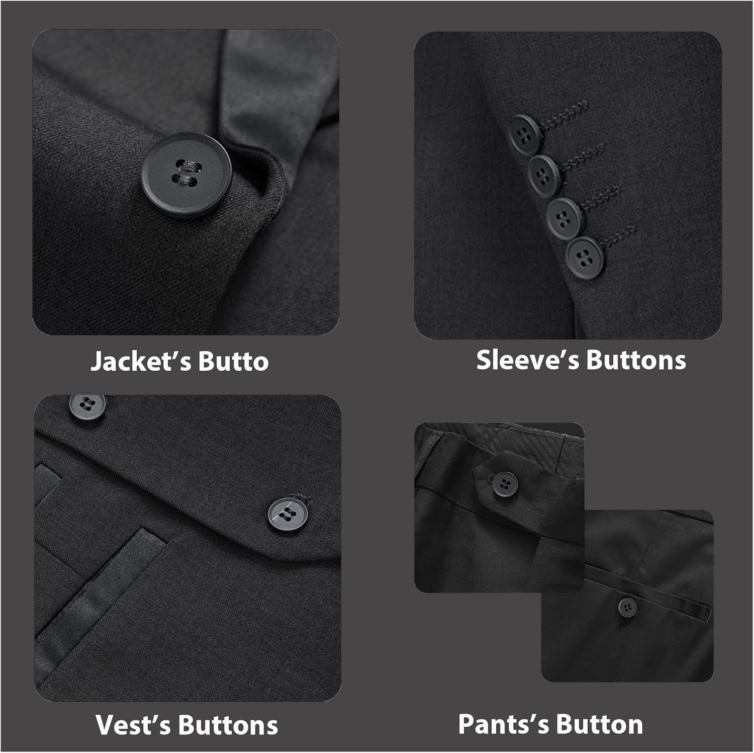 Rogers & Morris Tuxedo Suits for Men Solid 3 Piece Slim FitFormal Set Peak Lapels One Button Jacket Vest Pants - Image 4