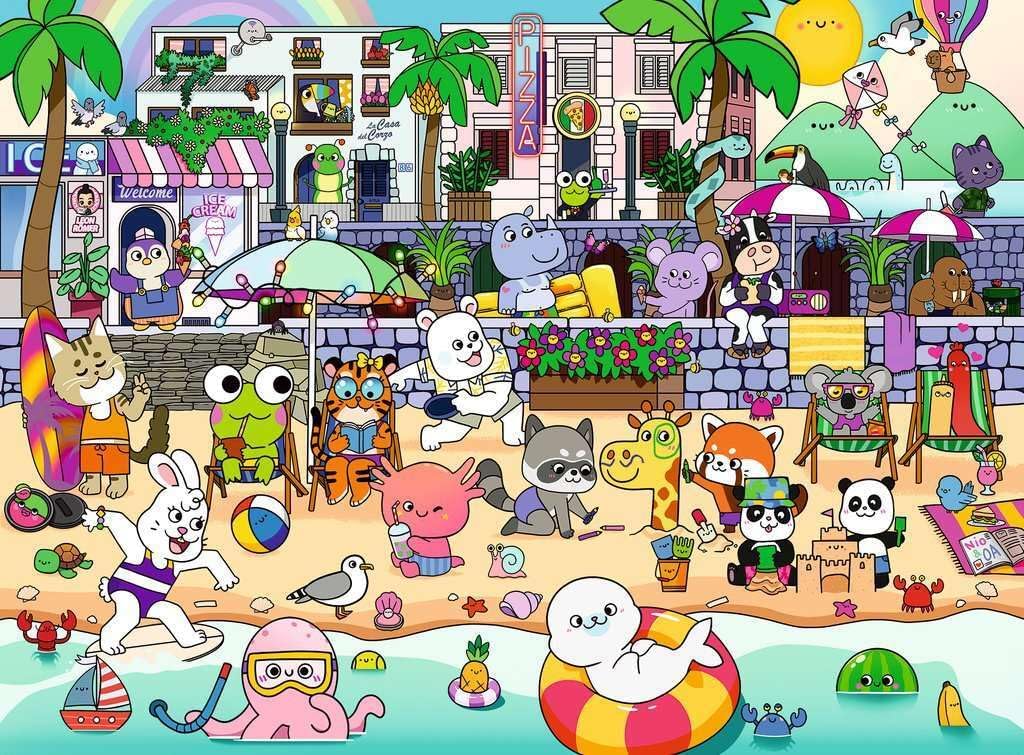 Ravensburger Children's Puzzle 12001704 - Fun on the Beach Promenade - Puzzle with 150 Large Pieces, for Children from 7 Years