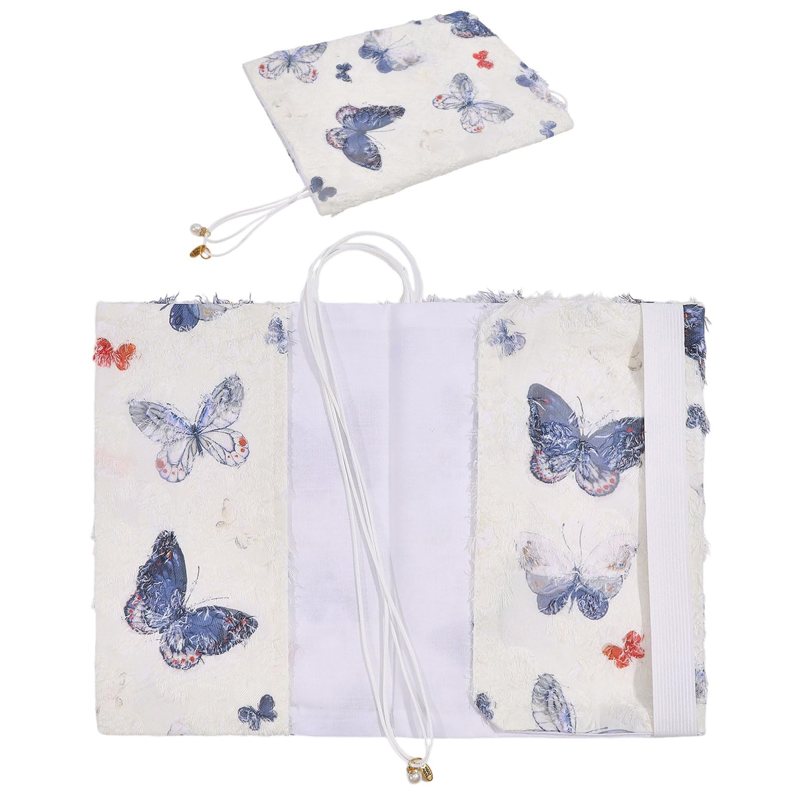 GLOBLELAND White Butterfly Books Cover for 6x9 inch Hardcover Soft Washable Book Protective Covers with Ribbon Adjustable Books Sleeve Protector for Notebook Paperback Bible Book Lovers Gifts