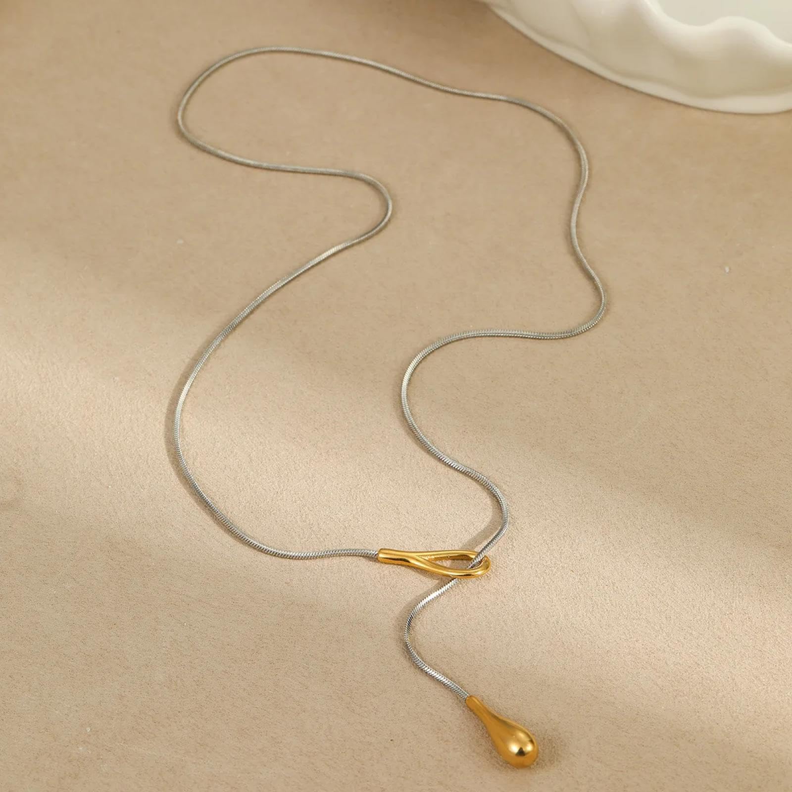 Collar Colgante Cadena Hombre Mujer Joyas Necklace Collares De Cadena De Serpiente con Gotas De Agua para Mujer A Diario