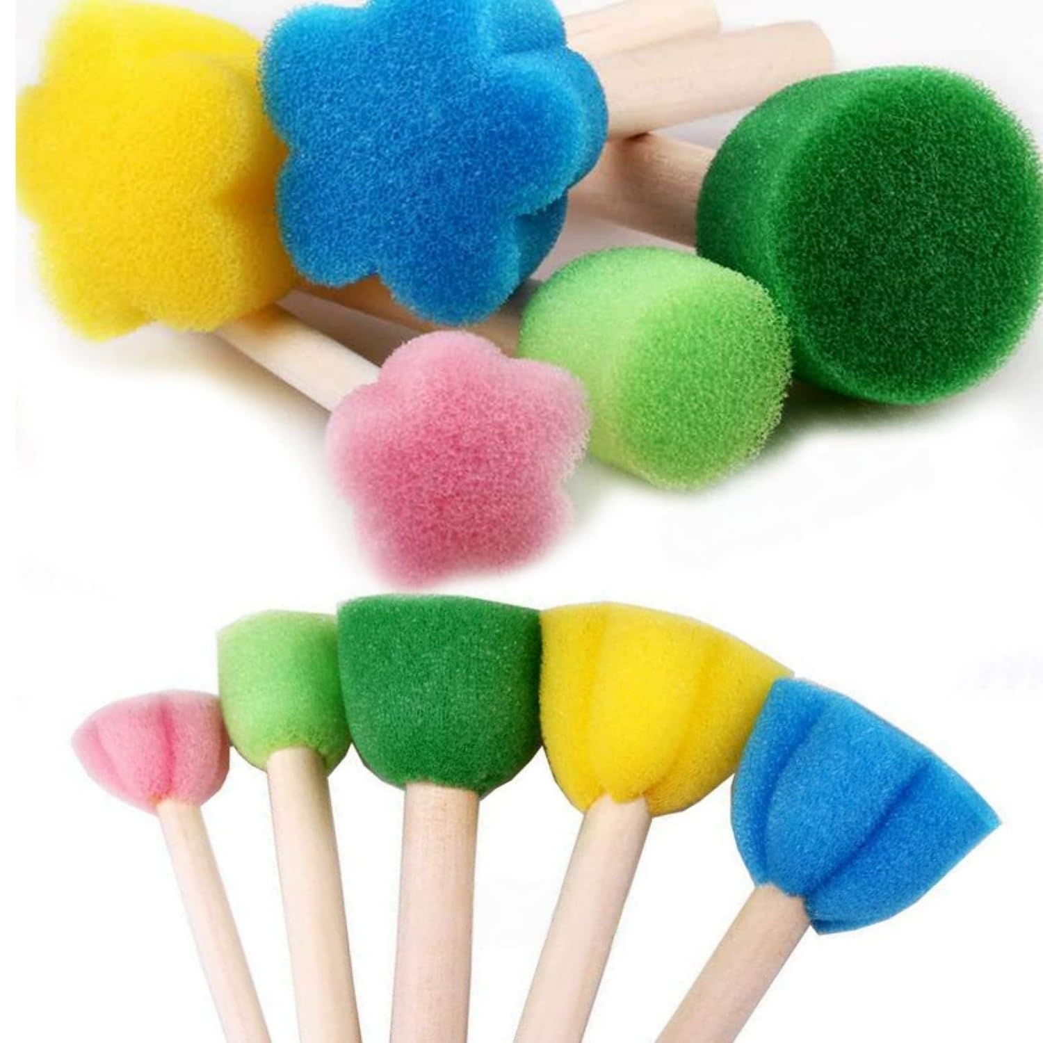 Alfven Éponge Brosses de Peinture Enfant, 24pcs Kit Peinture Enfant Pinceaux éponge pour Enfants kit d'apprentissage DIY