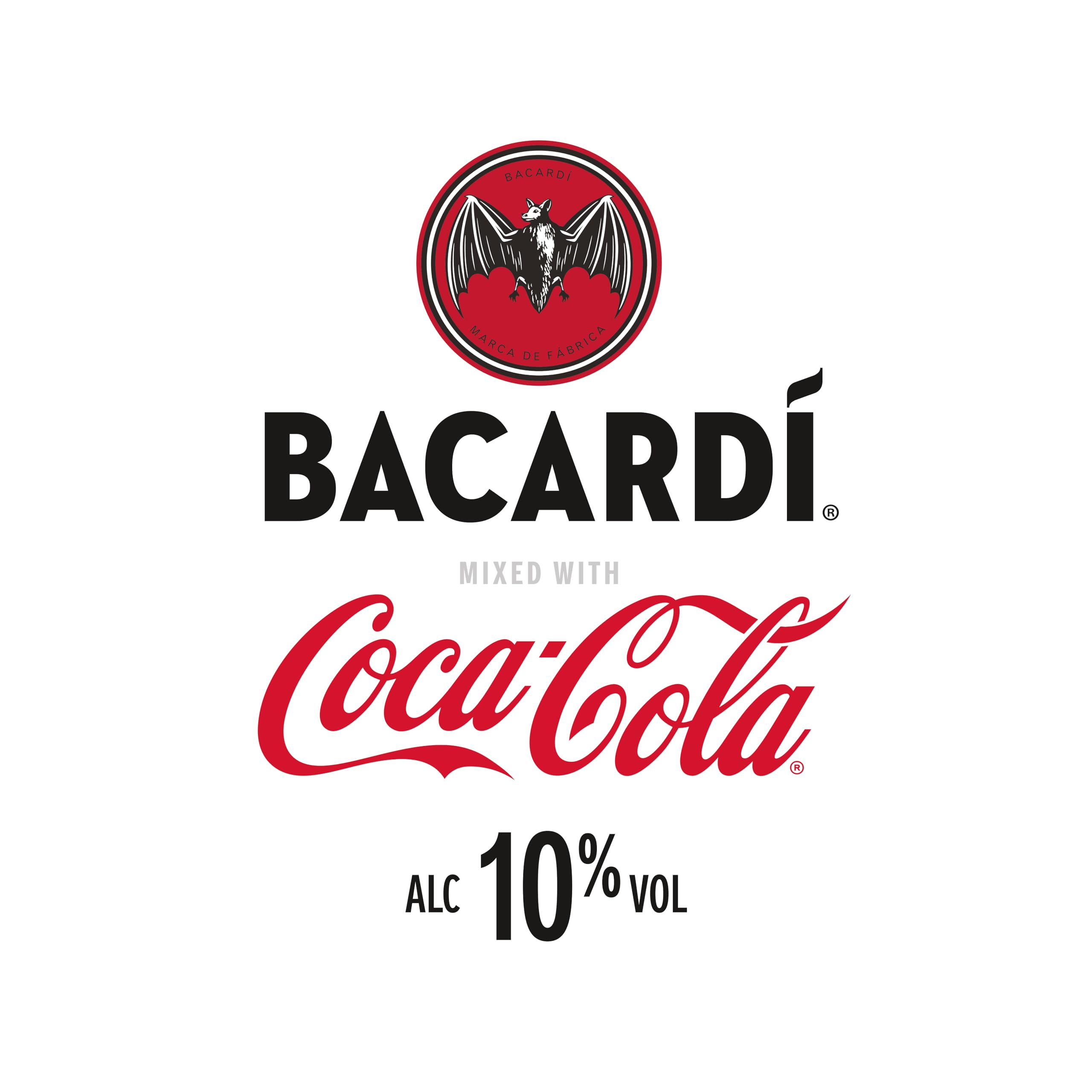 Bacardí Coca-Cola - alkoholhaltiges Mixgetränk (10% Vol) mit perfekter Mischung aus Bacardí Rum und erfrischender Coca-Cola - in stylischen Einweg Dosen (12 x 330ml)