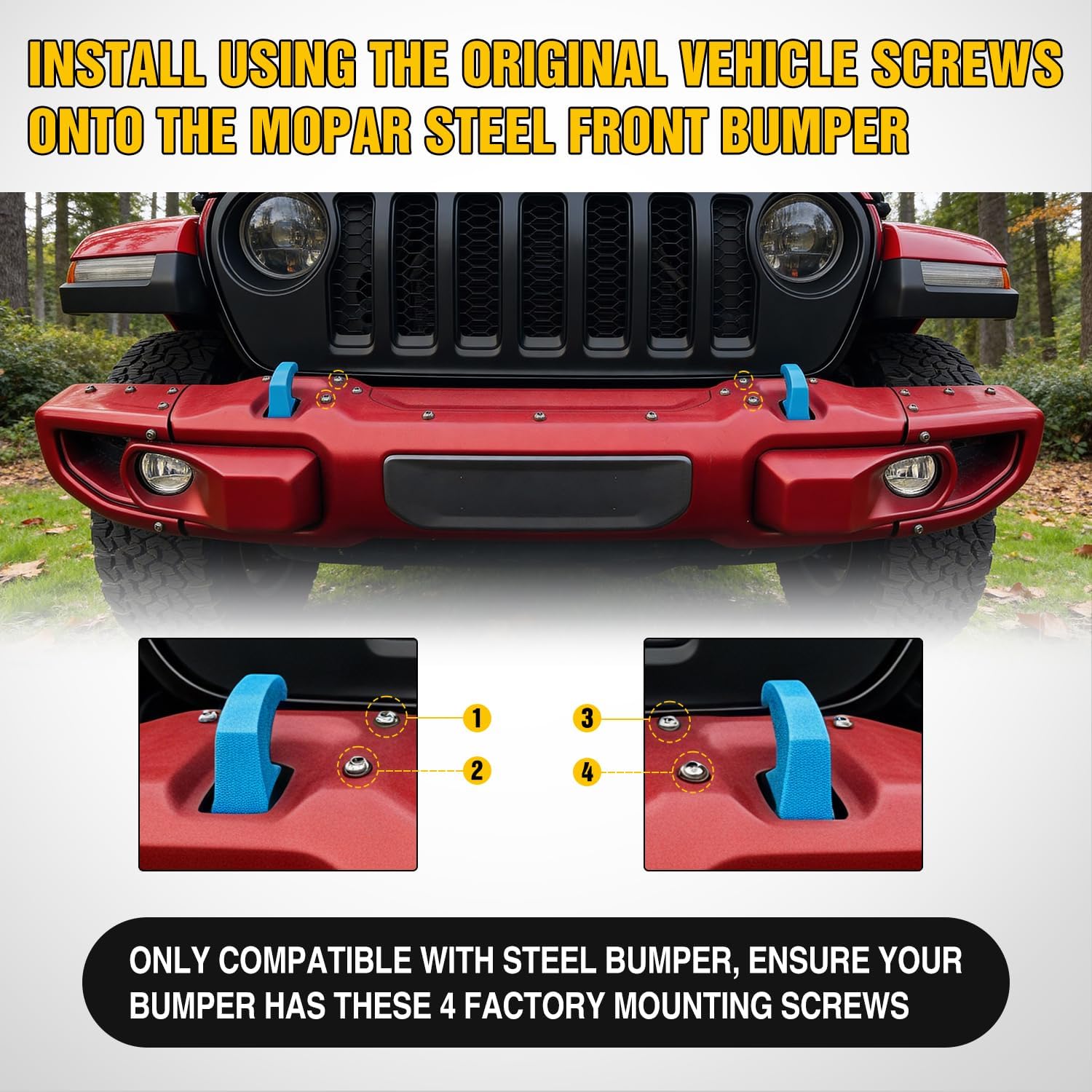 Nilight Front Brush Guard, Compatible with 2018-2025 Jeep Wrangler JL, 2019-2025 Gladiator JT, Steel Bar Grille Guard Fits Factory Rubicon Steel Bumper,3.12 inch Height to Clear Winch