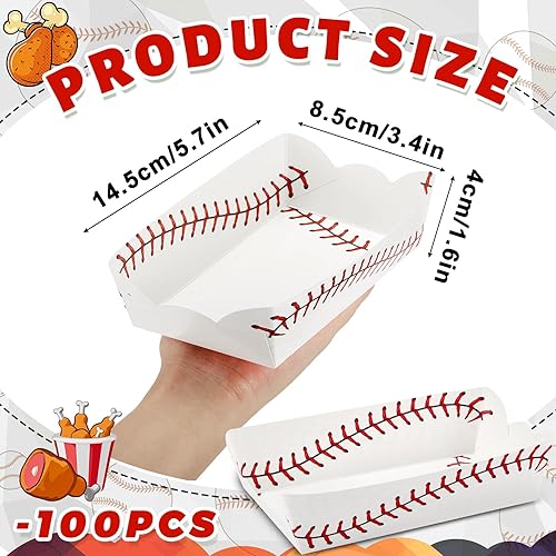 Miniatura 2 de 100 bandejas de papel para botes de comida, béisbol, baloncesto, fútbol, fútbol, suministros para fiestas de cumpleaños, bandejas desechables para