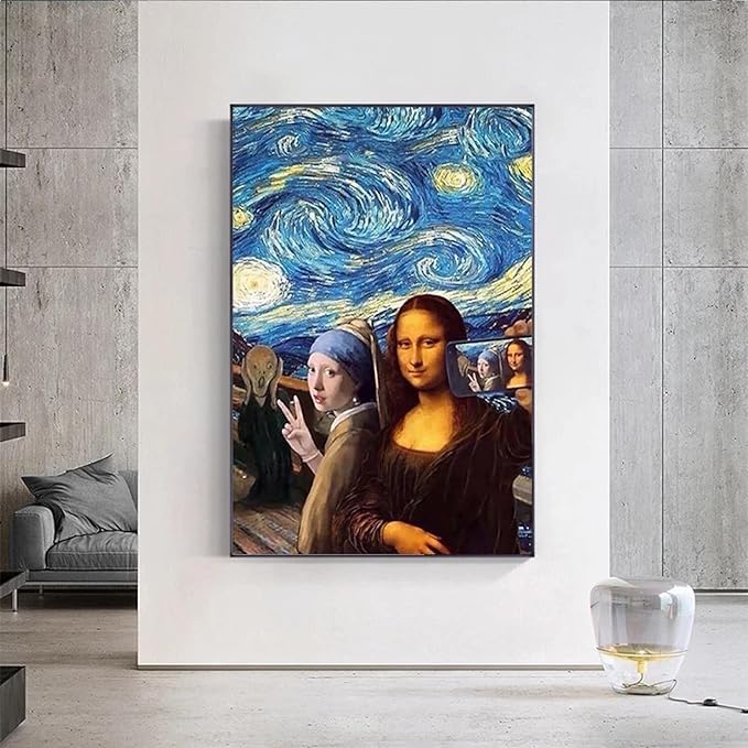 Amazon キャンバスの絵画面白い有名な絵のプリントとポスター寝室のリビングルームのソファの背景壁の芸術の装飾23 6 X35 4 60x90cm フレームレス ウォールステッカー オンライン通販