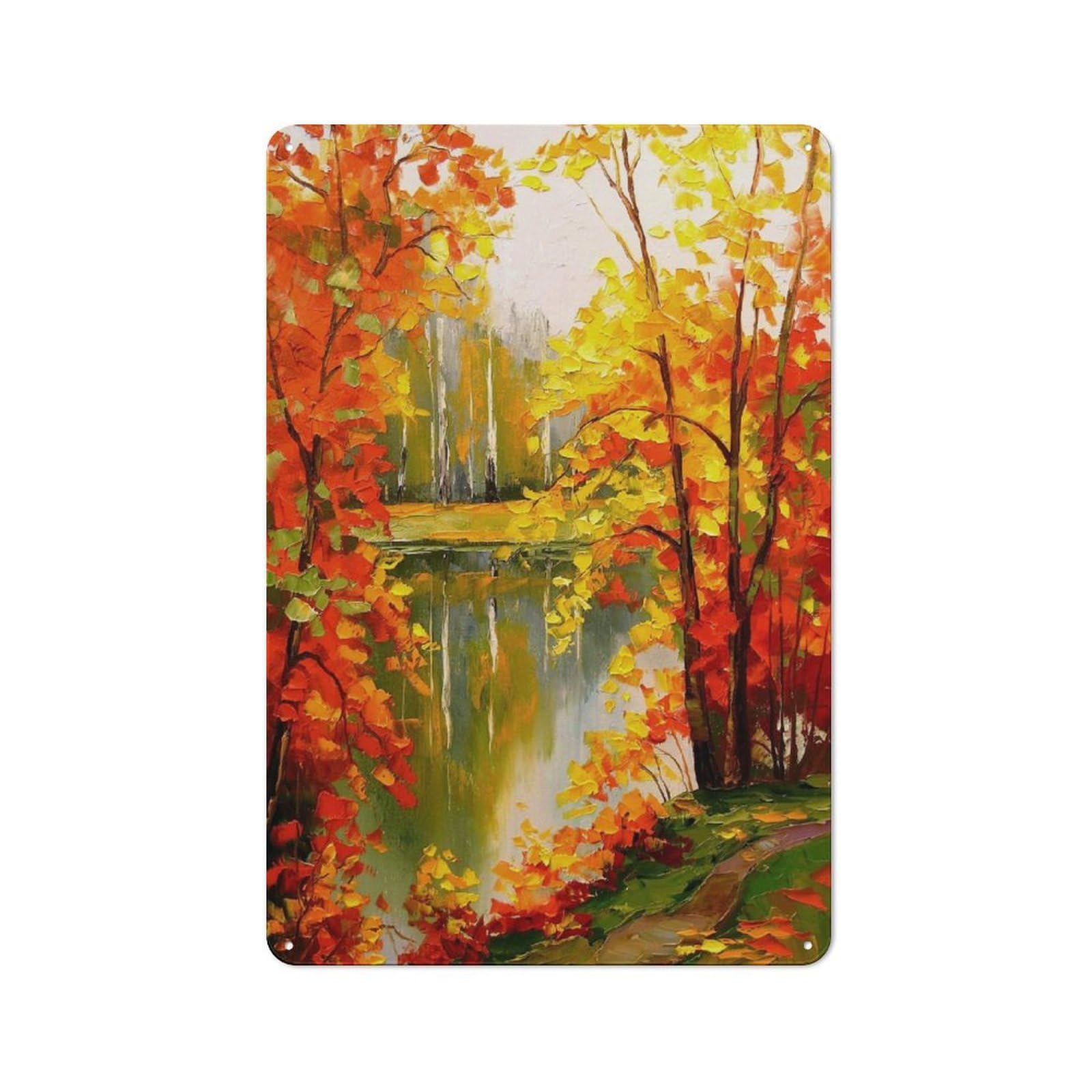 Junmoney Golden Autumn Vintage Metal Sign 30X20cm For Dining Room Or Kitchen, Suited To Home Decor Collectors