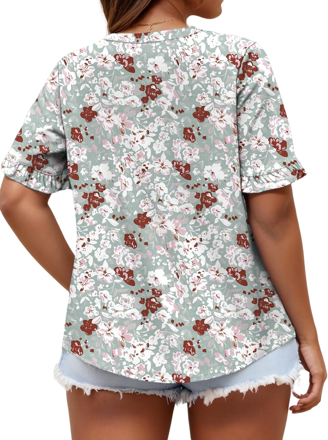 VISLILY Womens-Plus-Size-Summer-Tops Cute Ruffle Short Sleeve T Shirts Casual Crewneck Tunics Loose Blouses Tee XL-5XL - Image 4