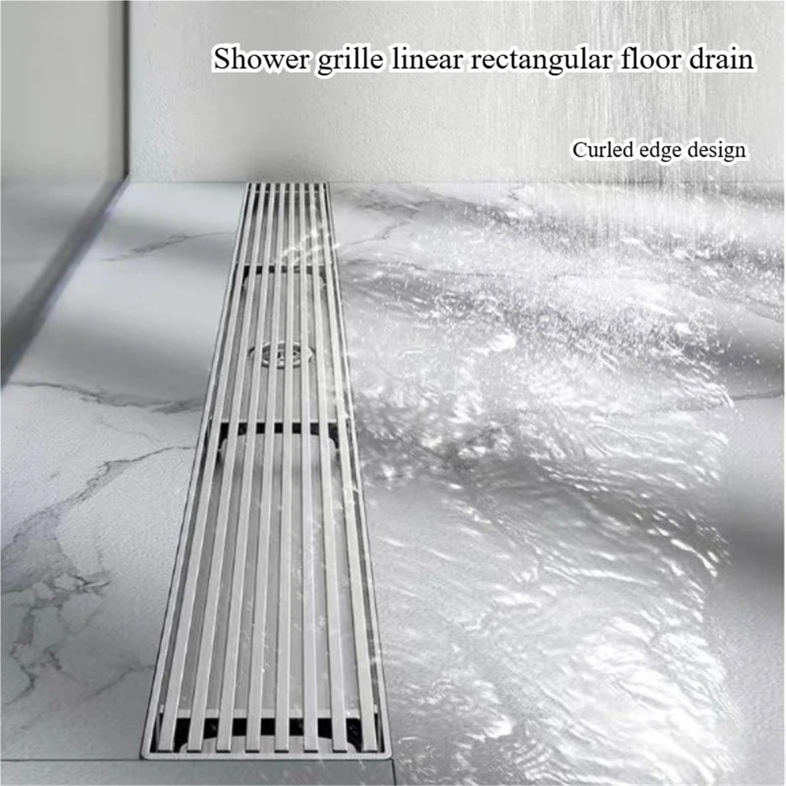 Desague Ducha Rejilla de Ducha for baño, Drenaje Suelo Tira Larga Acero Inoxidable 8,5 cm Ancho, Rectangular Lineal