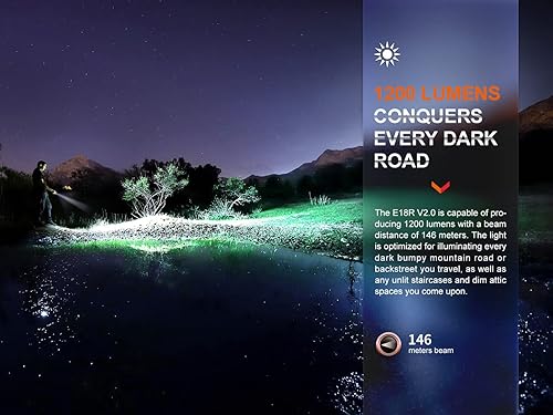 Miniatura 4 de Fenix Linterna recargable E18R V2.0 de 1200 lúmenes EDC USB-C con 2 ARB-L16 y un organizador Lumentac