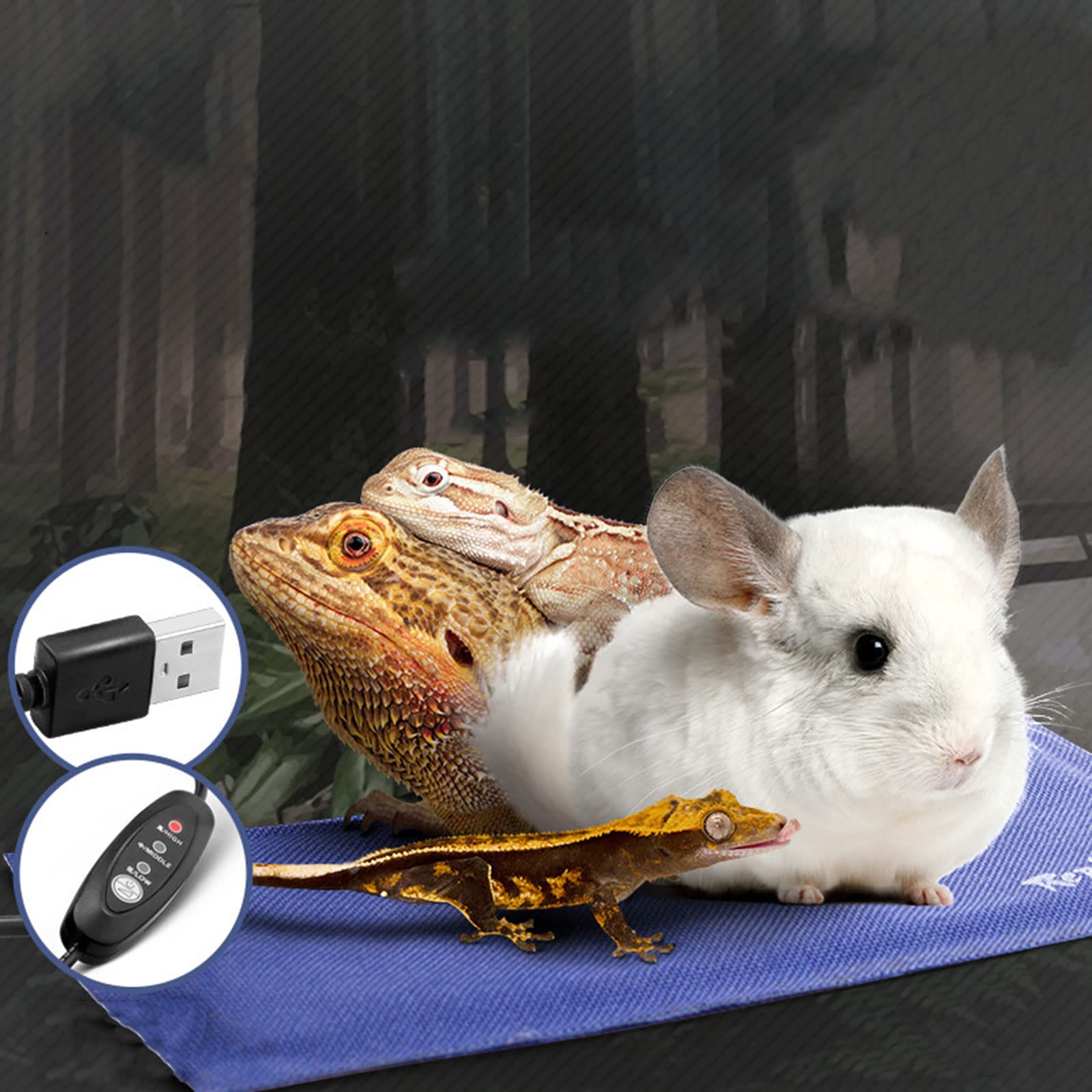 Alfombrilla de autocalentamiento para reptiles, alfombrilla de cama con temperatura ajustable, alfombrilla de autocalentamiento para reptiles, mantiene a tu mascota caliente, suministros para reptil