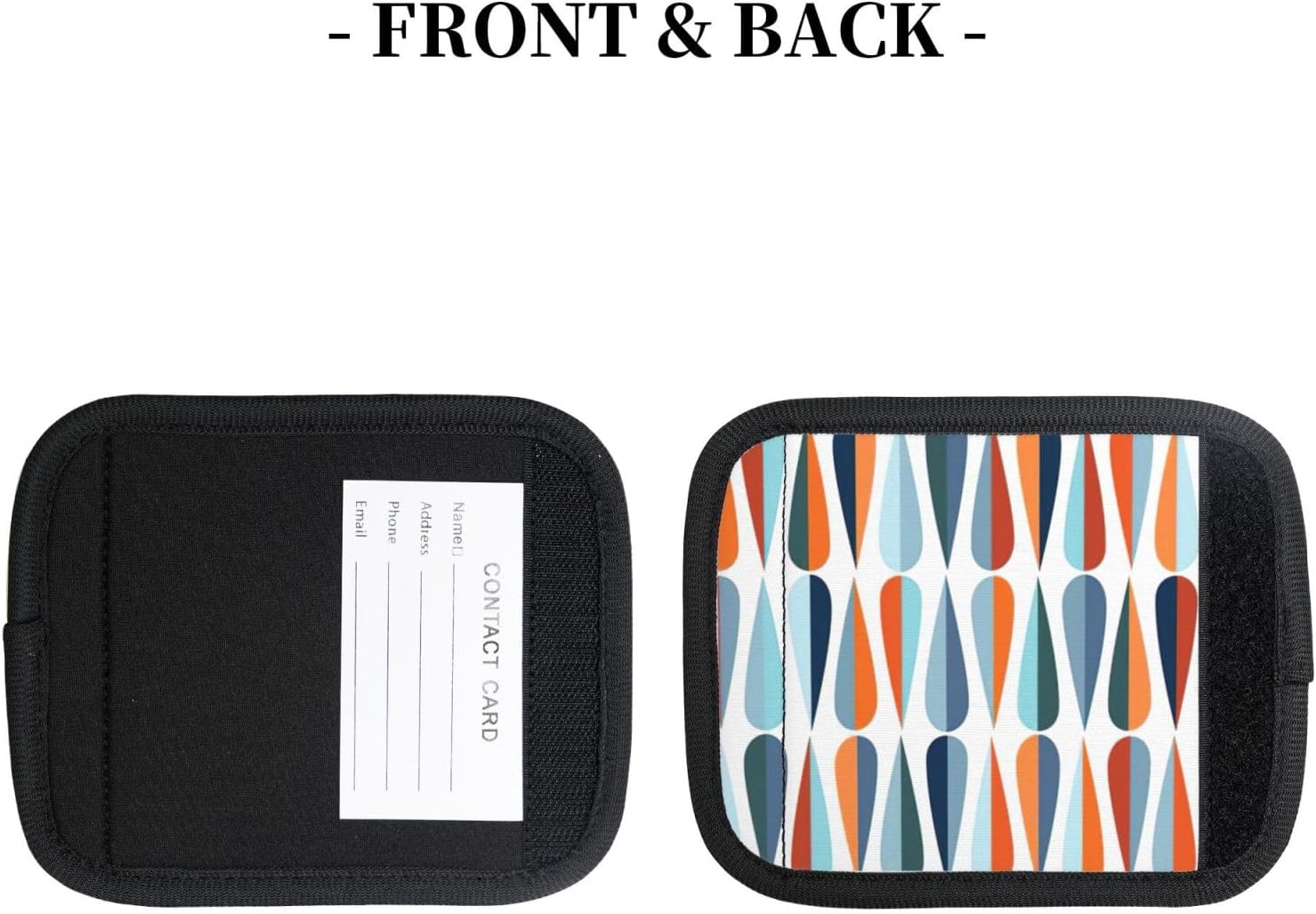 Mid Century Modern Retro with Drop Shapes Print Luggage Handle Wraps Luggage Identifiers Soft Neoprene Luggage Handle Wraps for Suitcase Trolley Handle Grip Cover 2 Pack Luggage Tags