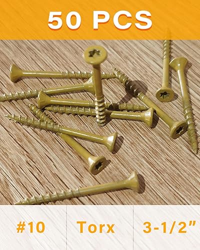 Miniatura 6 de IMSCREWS #10 tornillos de cubierta de 3-12 pulgadas, 50 unidades, acero al carbono, accionamiento estrella, anticorrosión, revestimiento de bronceado