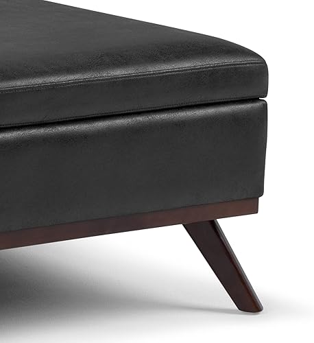 Miniatura 172 de SIMPLIHOME Owen - Bandeja rectangular moderna de mediados de siglo de 34 pulgadas de ancho, otomana pequeña para almacenamiento de mesa auxiliar, en