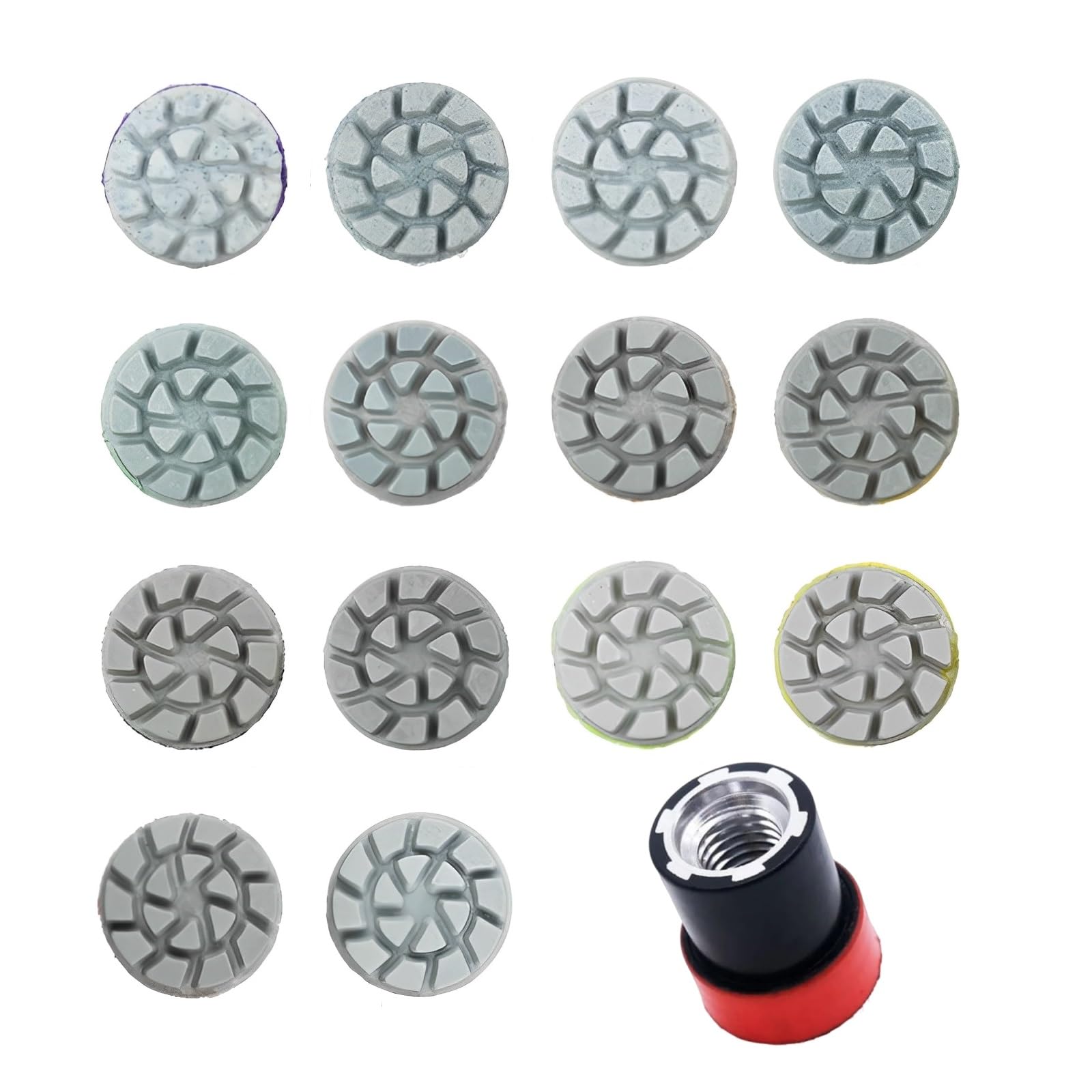 MiJunHD 1inch 25mm Mini Diamond Polishing Pad Set, 14PCS Different Grit 50#-10000# Water Sanding Discs & & 1PC M14 Thread Hook & Loop Backing Holder for Detail Fine Grinding