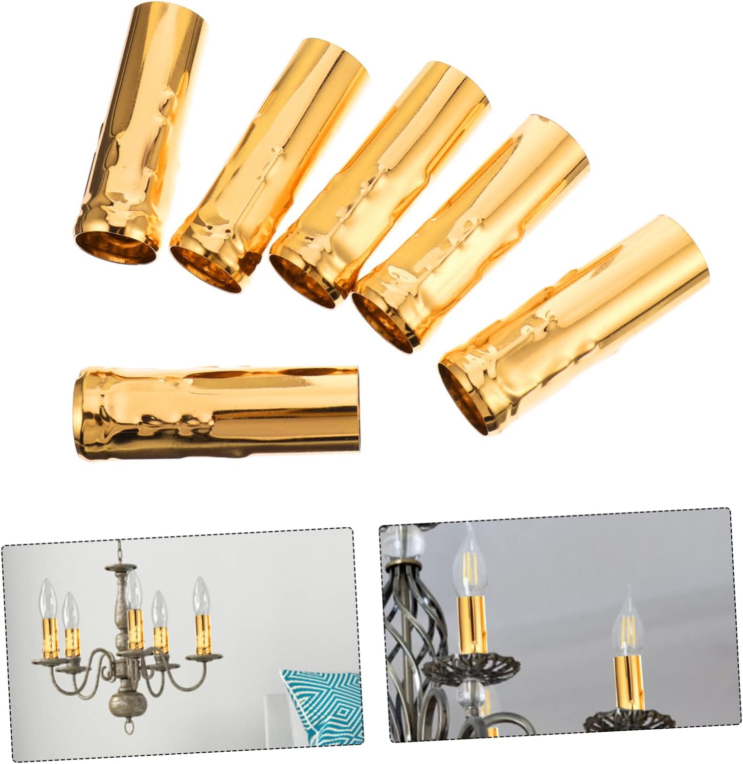 lamp 18 Pcs Candle Tear Sleeve Lamp Finials Chandelier Candle Socket Covers Sleeves Chandelier Socket Sleeves Pendant Light Candle Cover Vintage Lamp Shade E12 Lighting Base Cover Iron lamp