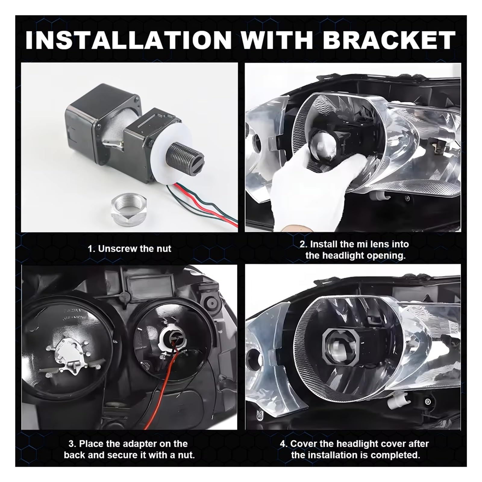 Faro anteriore Kit proiettore per fari LED per auto e moto da 1,5 pollici con obiettivo per a ad alto fascio basso 6000K universale