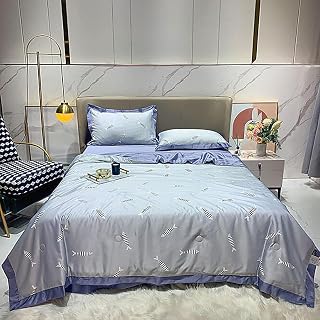 JBHURF Naked Sleeping Washed Tencel Summer Quilt Four-piece Silk Summer Cooling Quilt Wide-brimmed Air Conditioning Quilt (Color : Natural11, Size : 180x220cm)
