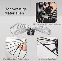 HRGKLMN Retro Függőlámpa - Állítható Magasságú E27 Szalmakalap Csillár, Fekete Vintage Mennyezeti Lámpa Nappaliba, Hálószobába, 18W, 120 cm 2