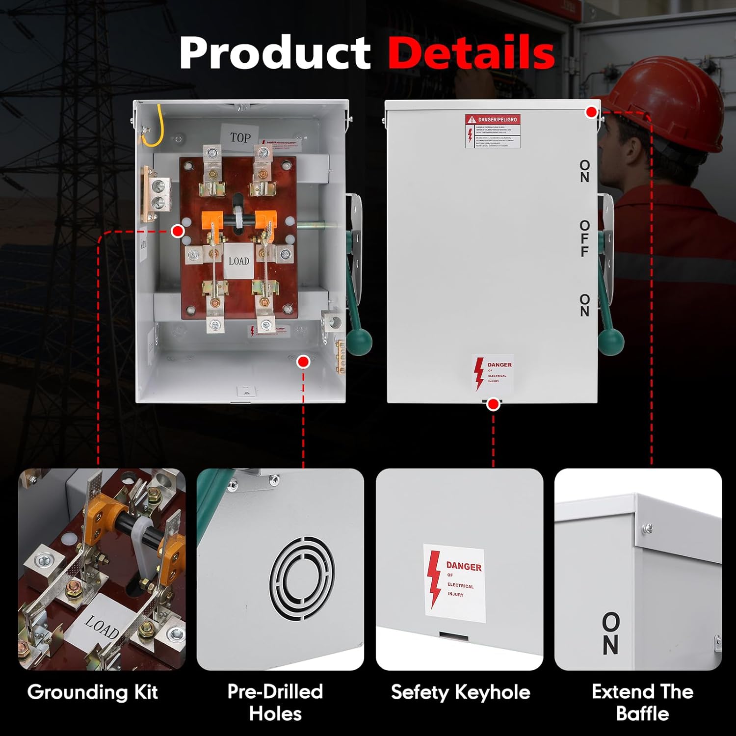 200 Amp Generator Transfer Switch Manual 120/240V, 48000W General Duty Double Throw Switch for Outdoor/Indoor, Enhanced Durability, NEMA 3R Standards, Enlarged Enclosure for Easy Wiring