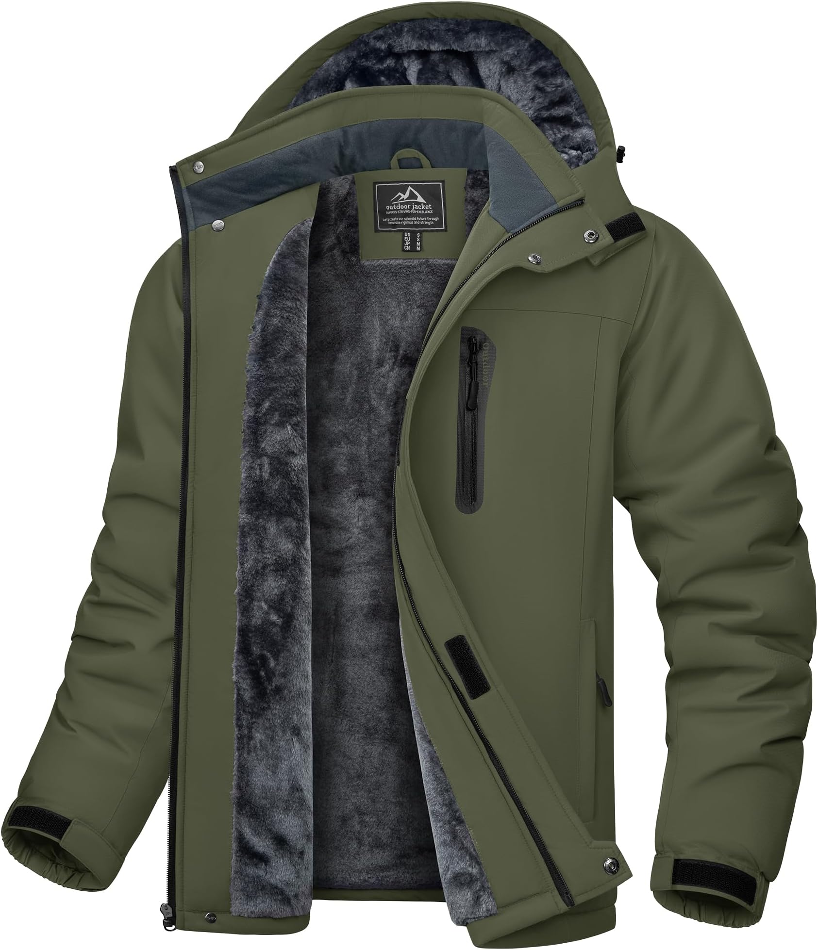 – Men's Waterproof Skiing Jacket Fleece Winter Coat Sports Outdoor Windproof Warm Jacket with Hood