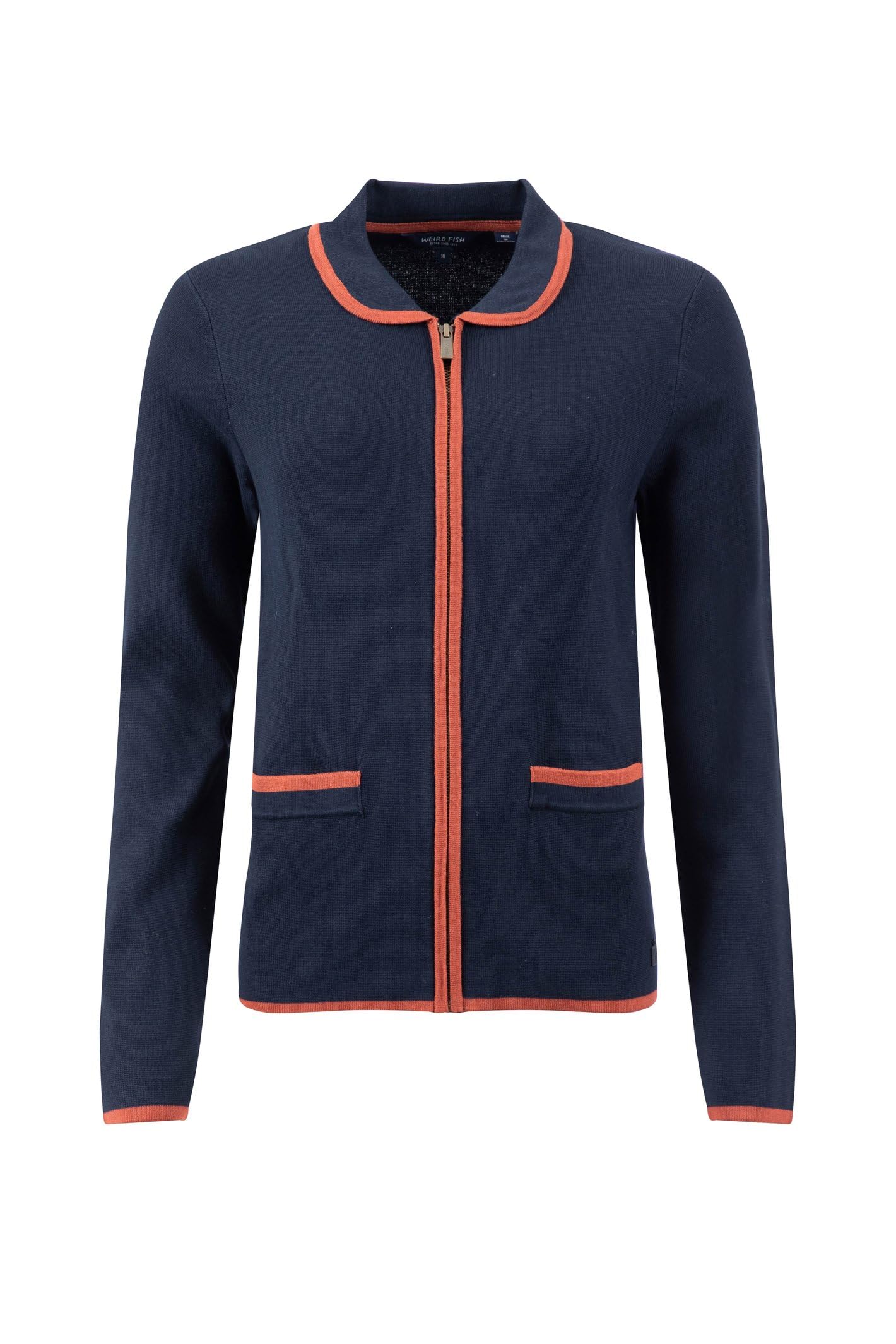 Weird Fish Women's Midnight Jess Fine Knit Zip Through Cardigan In | Size: 14