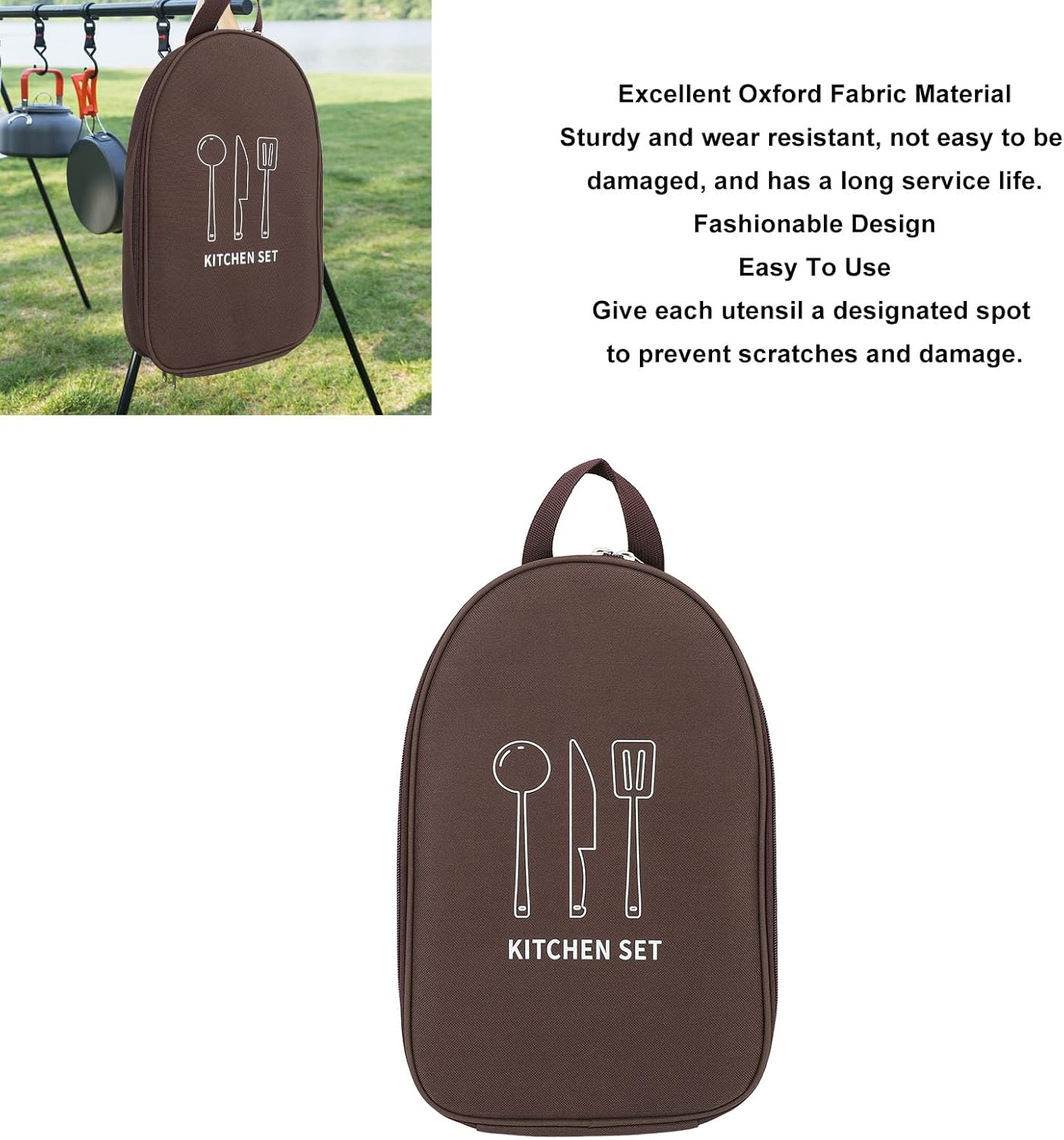 Camping Cooking Utensils Storage Organizer Portable Kitchen Bag for Outdoor Picnic Beach BBQ (Coffee), NIZUUONEey3sq7w1z4-12