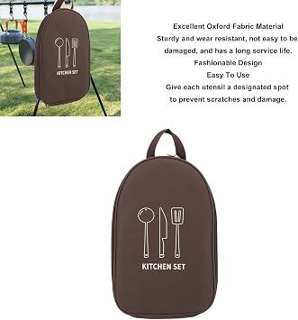 Portable Camping Cookware Storage Bag Camping Cooking Utensils Organizer Multifunctional Portable Camping Kitchen Organizer for BBQ Camp Cookware Kitchen Kit(Coffee)