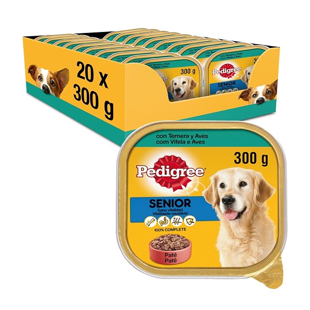 Pedigree Comida Húmeda para Perros Senior, Sabor Ternera y Aves, 300 g (Paquete de 20)