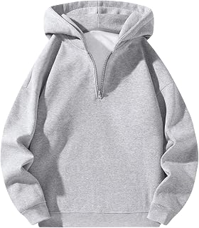 Verdusa Men's Quarter Zip Hoodie Sweatshirt - Long Sleeve Drop Shoulder Pullover for Casual Unisex Wear