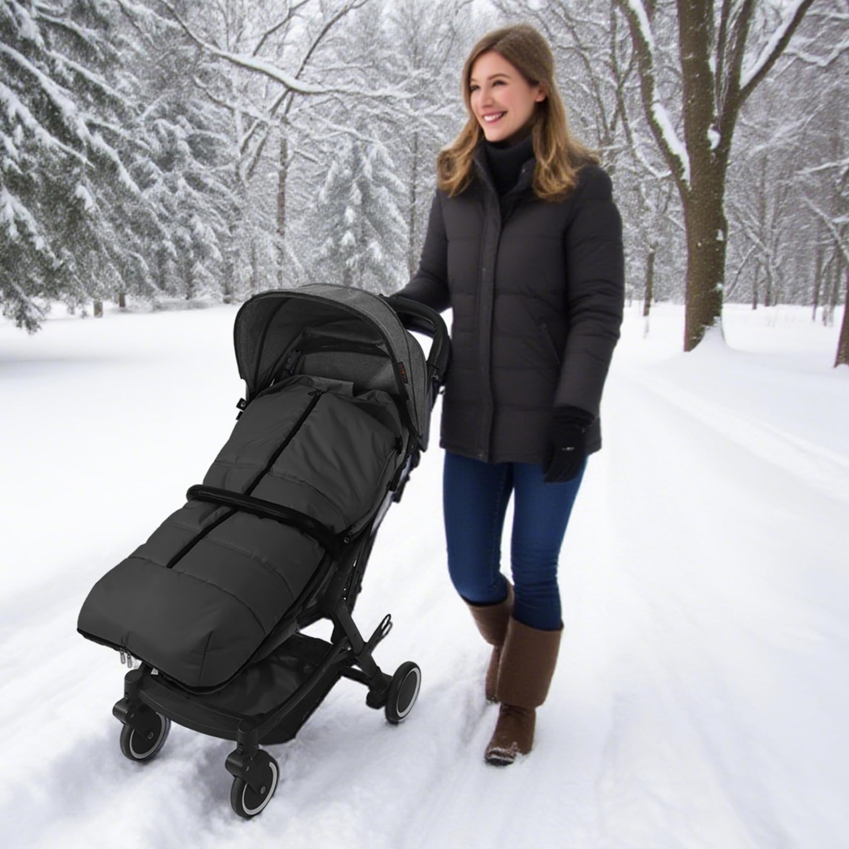 Coprigambe per passeggino e carrozzina, Coprigambe per passeggino impermeabile per e carrozzina con caldo pile Copripasseggino invernale staccabile con cerniera Nero, Coperta