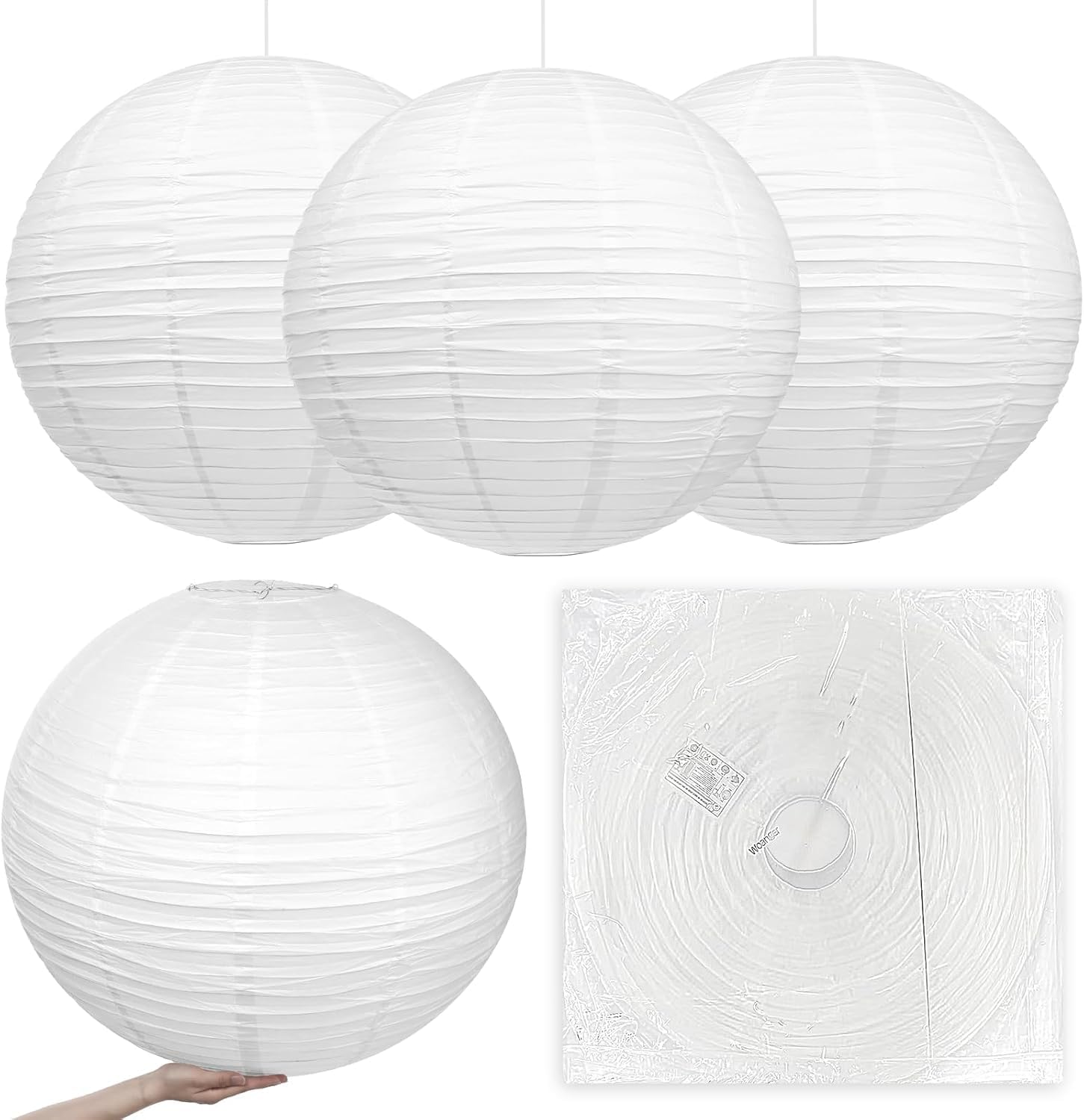 15 Pack Large Paper Lantern White Round Hanging Paper Lantern Lamp for Home New Year's Eve Valentines Wedding Party Ceiling Decoration