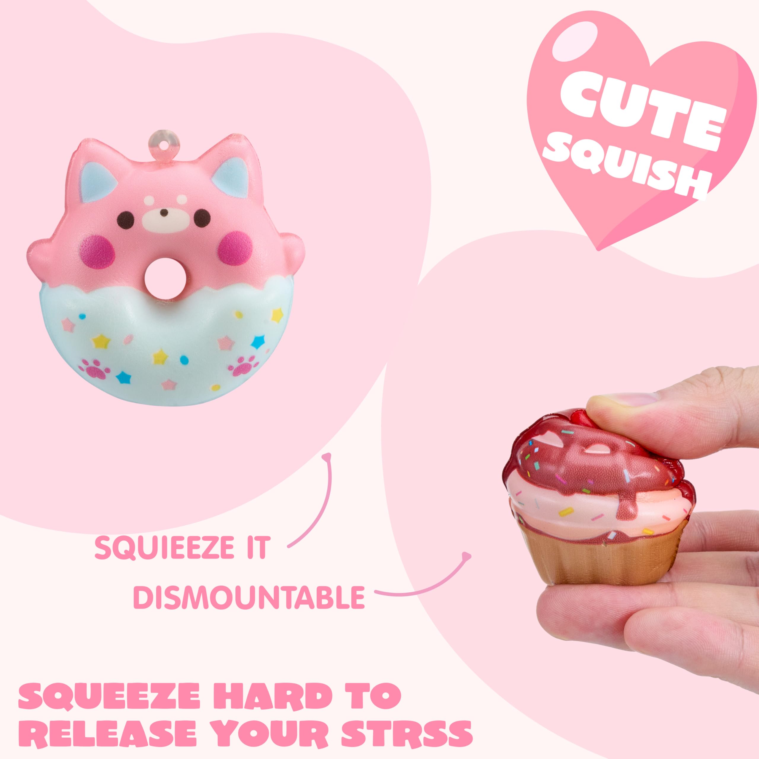 JOYIN 28 Packs Valentine Dessert squishy toys Stress Relief Keychains with Cards for Classroom Exchange Prizes, Fidget Toy Valentine’s Greeting Cards, Valentine Party Favors, Exchange Gifts: Cute