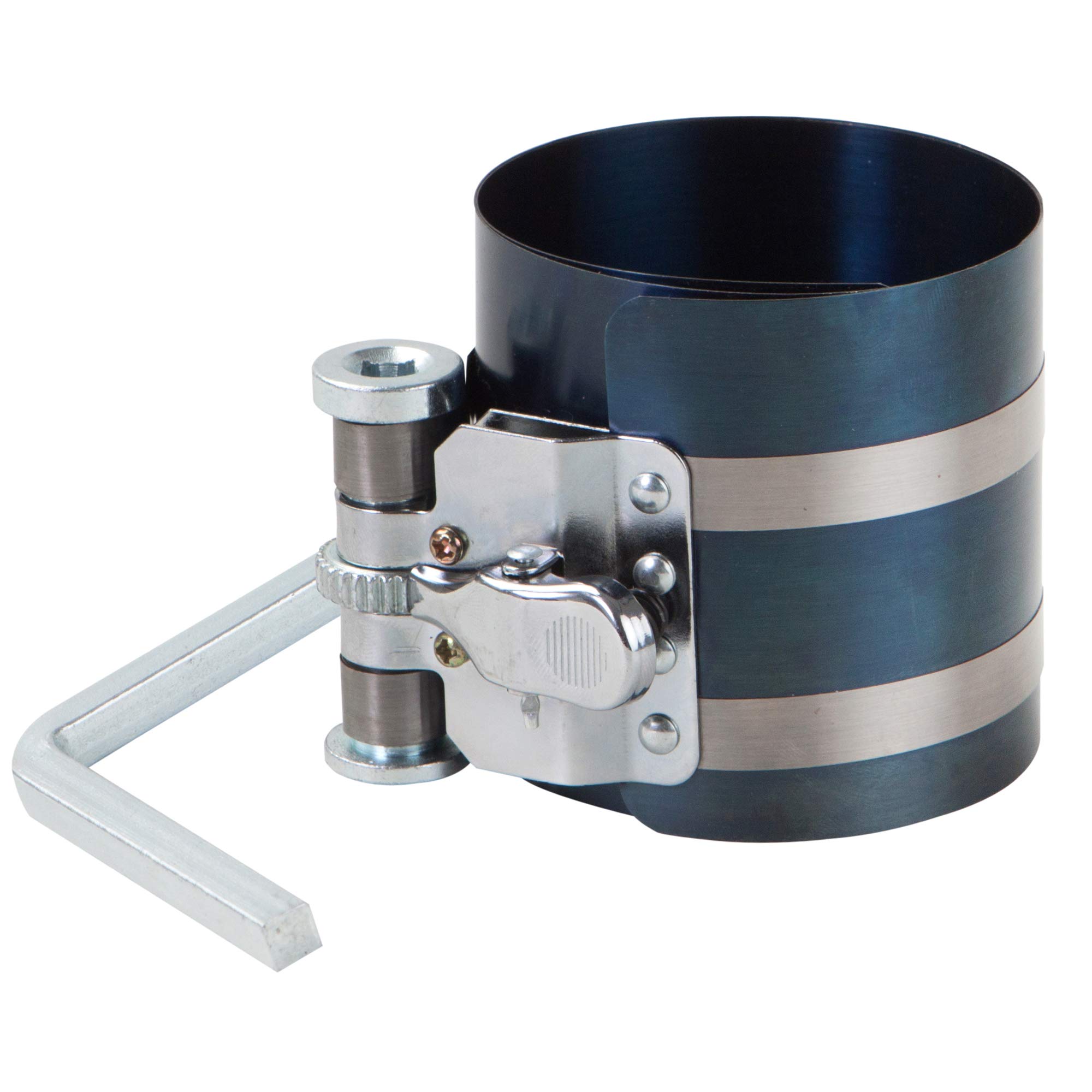 GROZ Piston Ring Compressor with Self-Locking Ratchet Pawl| Ideal for Fitting Piston in Most Two Wheelers| High Grade Spring Steel Construction| Max. Ring Dia: 125 mm| PRC/1-2/53-125-75